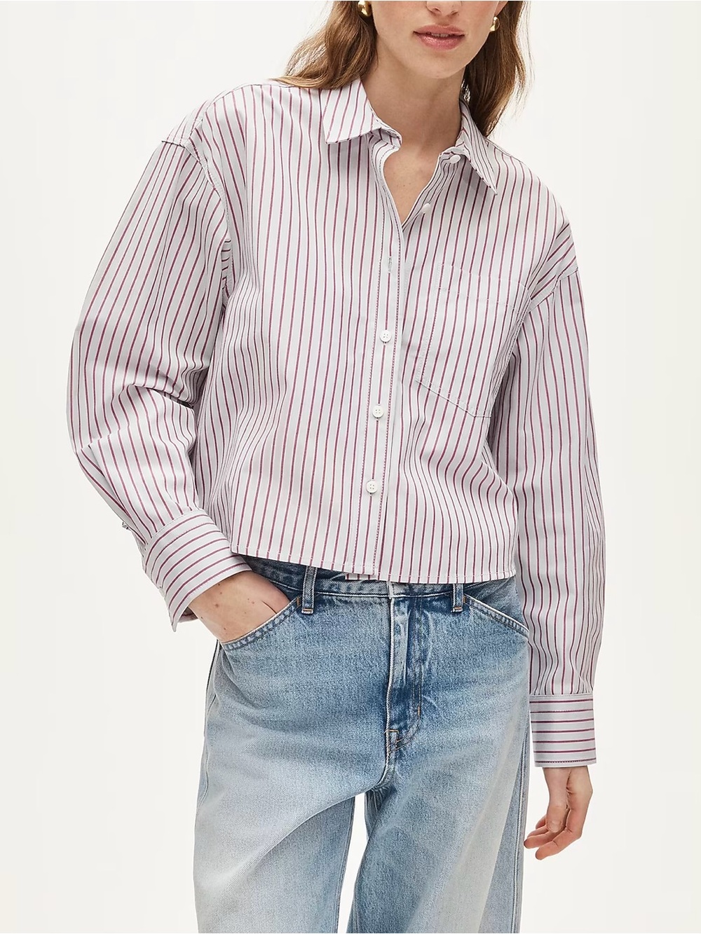 NWT J. Crew Étienne cropped button-up shirt in striped cotton poplin